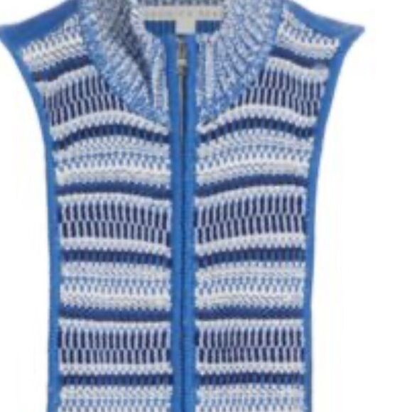 Veronica Beard Vivi Front Zip Mercerized Cotton Sweater Dickey NWT $258 - Picture 8 of 9